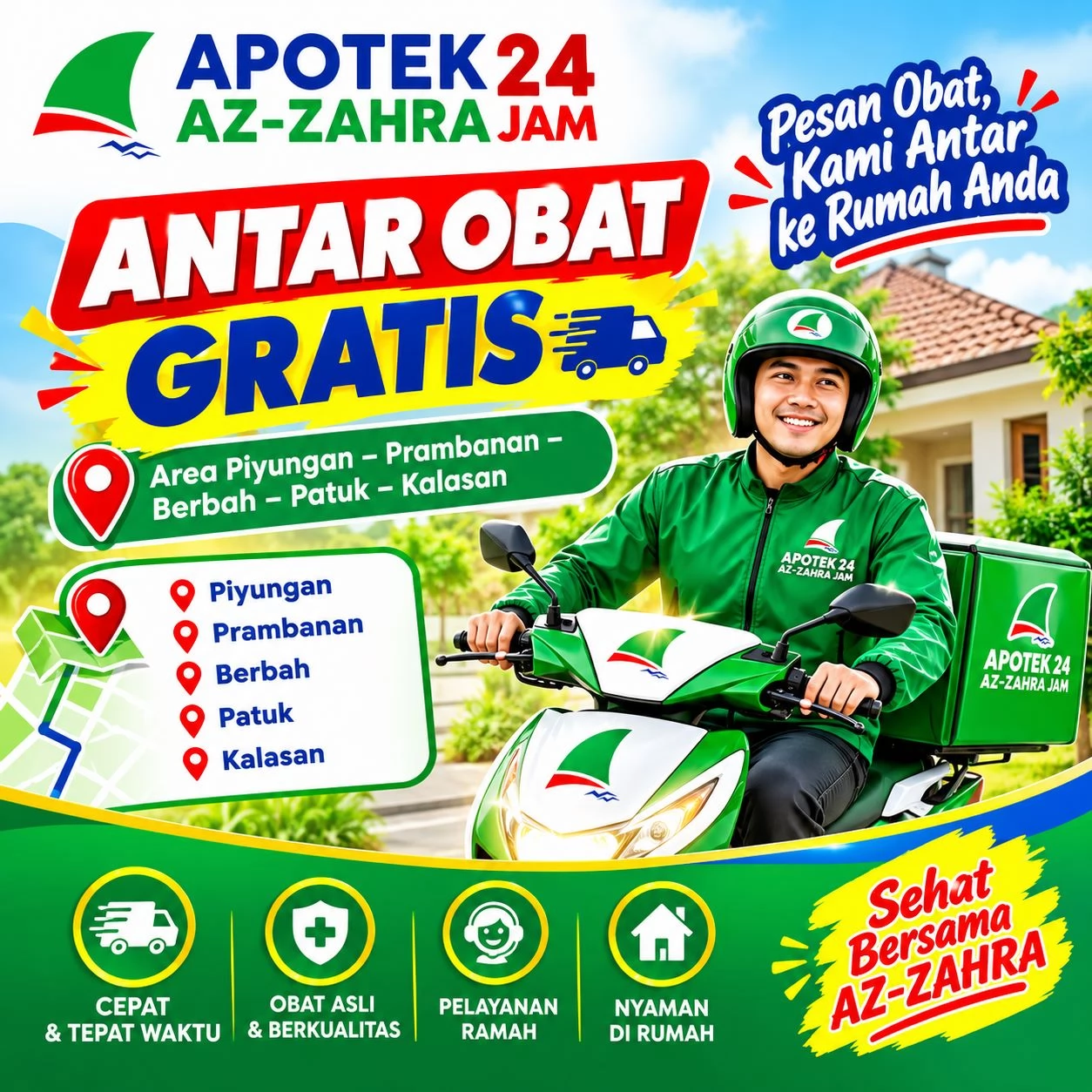 Antar Obat Gratis Piyungan, Prambanan, Berbah, Patuk & Kalasan | Apotek Az-Zahra